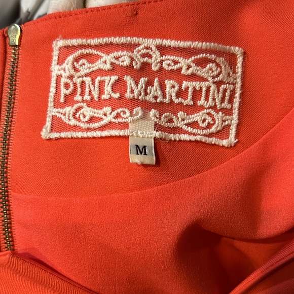 Pink Martini bright tangerine sleeveless midi length spring summer dress - Picture 3 of 4